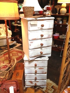 Pair of shabby chic bedside tables.